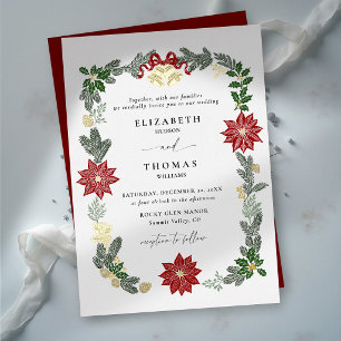 Christmas Winter Elegant Holiday Botanical Wedding Foil Invitation