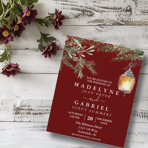 Christmas Winter Elegant Pine Drop Black Wedding  Flyer