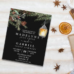 Christmas Winter Elegant Pine Drop Black Wedding Flyer<br><div class="desc">One design per sheet. Budget invitations do not include envelopes. Flyers are printed on paper and not card stock. This design may be personalized in the area provided by changing the photo and/or text. Or it can be customized by clicking Personalize this Template and then choosing the click to customize...</div>