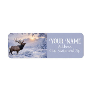 Christmas Winter Elk Beautiful Return Address Label