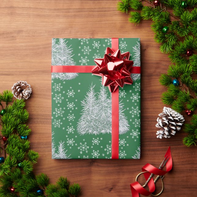 Christmas Winter - emerald green Wrapping Paper