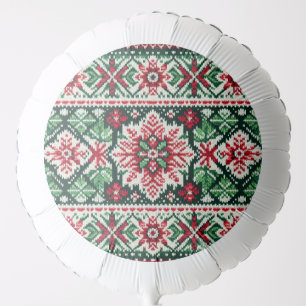 Christmas/Winter fair isle red & green Balloon