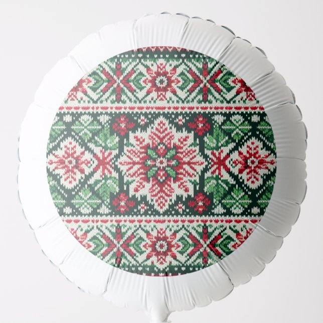 Christmas/Winter fair isle red & green Balloon (Front)