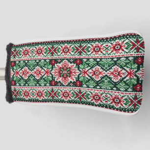 Christmas/Winter fair isle red & green Golf Head Cover