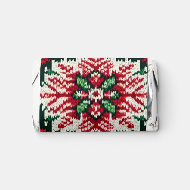 Christmas/Winter fair isle red & green Hershey's Miniatures (Front)