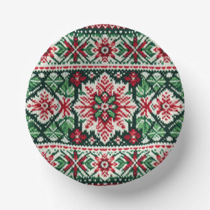 Christmas/Winter fair isle red & green Paper Bowls