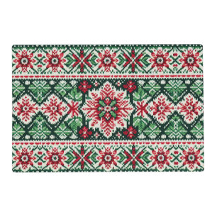 Christmas/Winter fair isle red & green Placemat