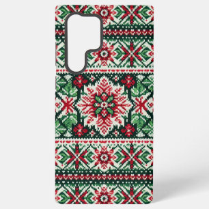 Christmas/Winter fair isle red & green Samsung Galaxy S22 Ultra Case