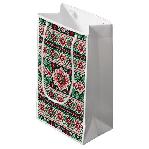 ChristmasWinter fair isle red  green Small Gift Bag