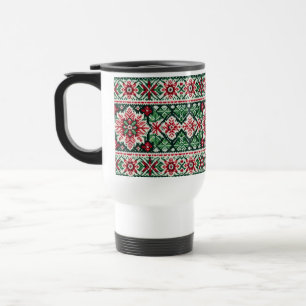 Christmas/Winter fair isle red & green Travel Mug