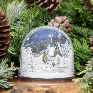 Christmas Winter Fairy Tale, Blue Merle Collie - Snow Globe