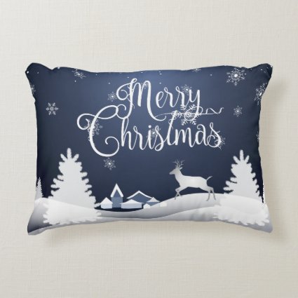 Christmas Winter Fairy Tale. Fantasy Snowy Forest Accent Pillow