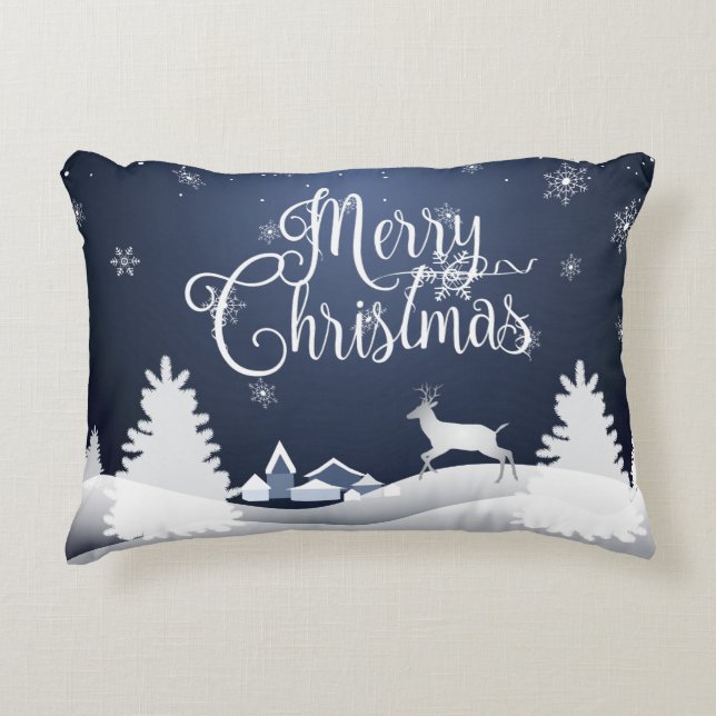 Christmas Winter Fairy Tale. Fantasy Snowy Forest Accent Pillow (Front)