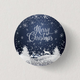 Christmas Winter Fairy Tale Fantasy Snowy Reindeer Button
