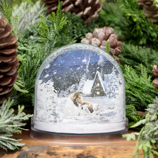 Christmas Winter Fairy Tale, Sable Collie Dog - Snow Globe