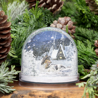 Christmas Winter Fairy Tale, Tricolor Collie Dog - Snow Globe