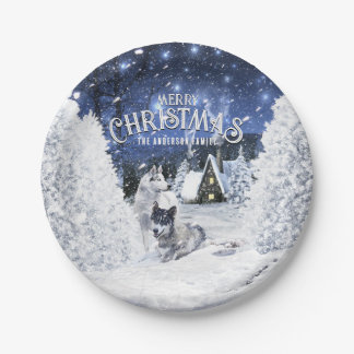Christmas Winter Fairy Tale, Wolves in Snow - Paper Plates