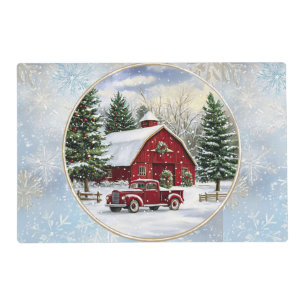 Christmas winter farm placemat