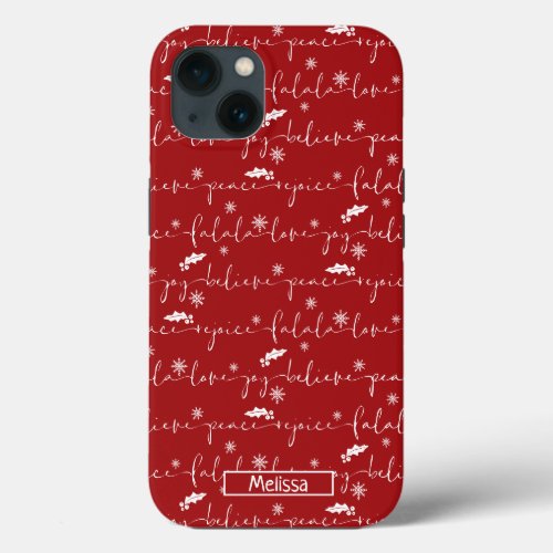 Christmas winter festive script pattern name iPhone 13 case