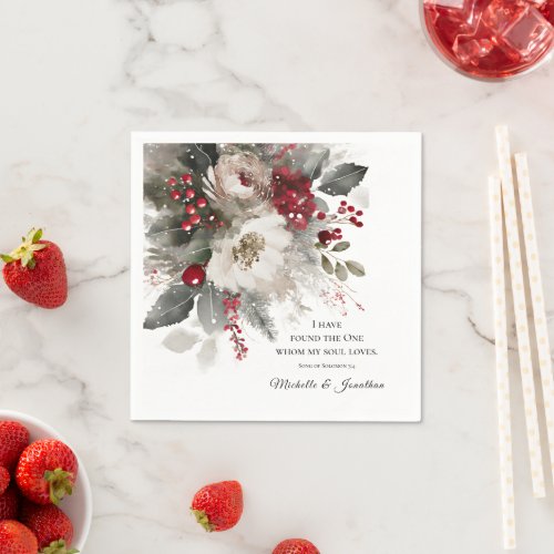 Christmas Winter Floral Bible Christian Wedding  Napkins