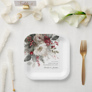 Christmas Winter Floral Bible Christian Wedding Paper Plates