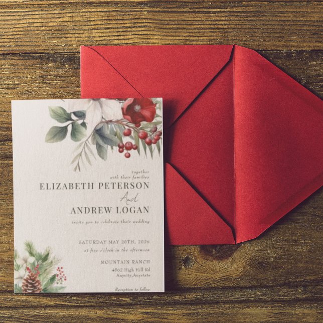 Christmas Winter Floral | Christmas Wedding Invitation (Creator Uploaded)