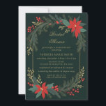 Christmas Winter Floral Green Gold Bridal Shower Invitation<br><div class="desc">Christmas Winter Floral Green Gold Bridal Shower Invitation</div>