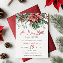 Christmas Winter Floral Merry Little Baby Shower Invitation