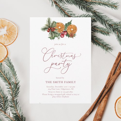 Christmas Winter Floral Merry Little Bridal Shower Invitation