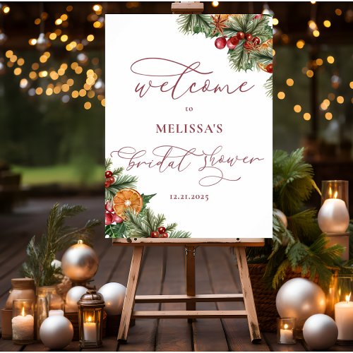 Christmas Winter Floral Merry Little Bridal Shower Poster