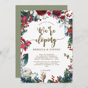 christmas winter floral modern eloping invitation