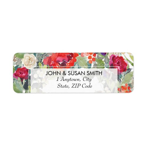 christmas winter floral return address labels