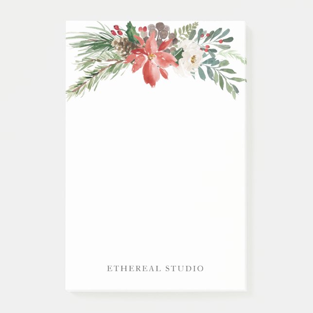 Christmas Winter Floral Stationary Post-it Notes (Front)