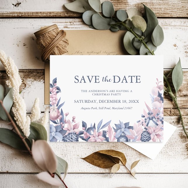 Christmas Winter Foliage Save the Date Invitation Postcard (Creator Uploaded)