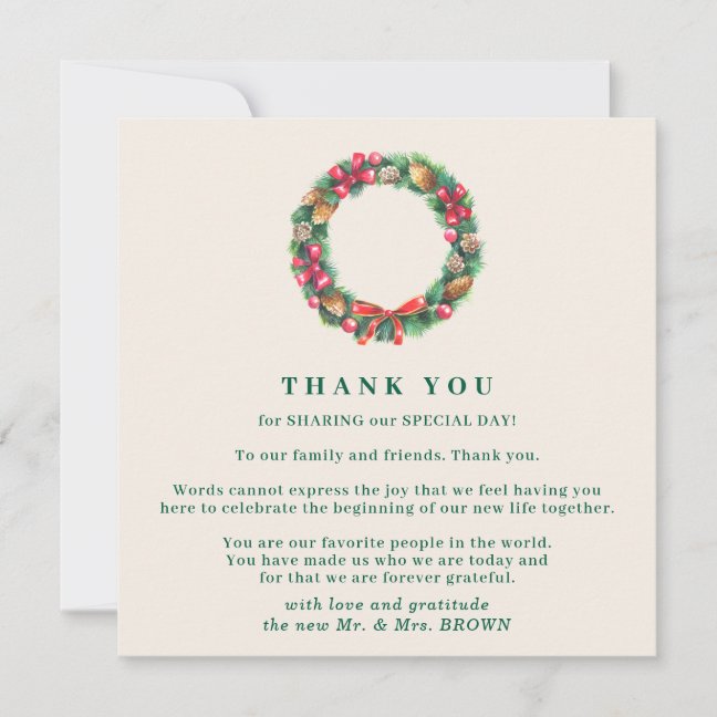 Christmas Winter Forest Elegant Wedding Thank You Invitation