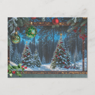 Christmas Winter Forest  Holiday Postcard