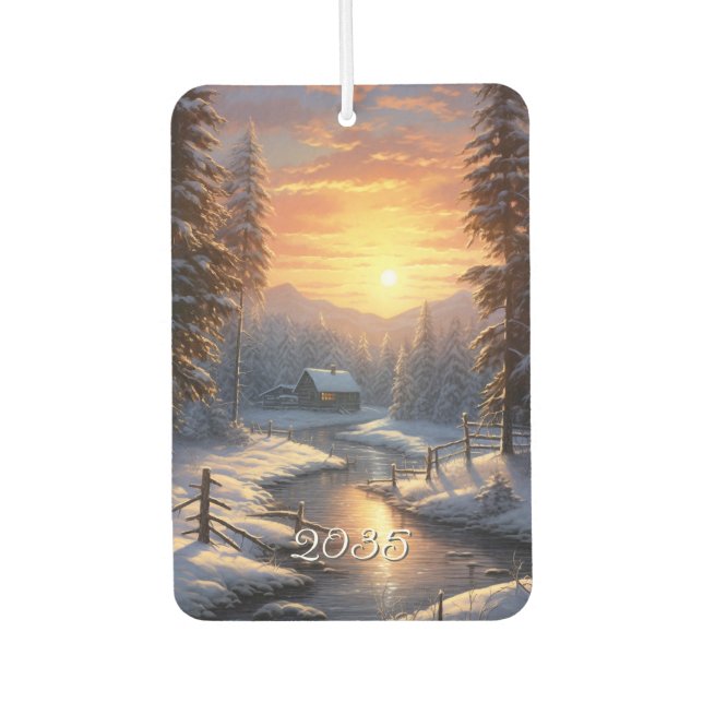 Christmas Winter Forest River Sun Rise Air Freshener (Front)