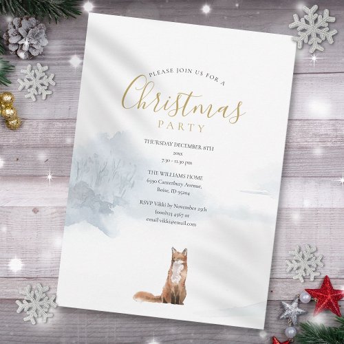 Christmas Winter Fox Holiday Party Invitation