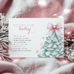 Christmas Winter Girl Baby Shower Books for Baby Enclosure Card<br><div class="desc">Celebrate the arrival of your little girl with this charming winter-themed baby shower enclosure card. Featuring a teal Christmas tree adorned with a delicate blush pink bow and surrounded by pastel snowflakes, this elegant design blends festive charm with a soft, coquette touch. Perfect for creating a memorable winter baby shower...</div>