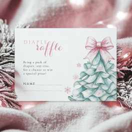 Christmas Winter Girl Baby Shower Diaper Raffle Enclosure Card