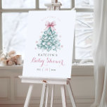 Christmas Winter Girl Baby Shower Foam Board<br><div class="desc">Celebrate the arrival of your little girl with this charming winter-themed baby shower welcome sign. Featuring a teal Christmas tree adorned with a delicate blush pink bow and surrounded by pastel snowflakes, this elegant design blends festive charm with a soft, coquette touch. Perfect for creating a memorable winter baby shower...</div>