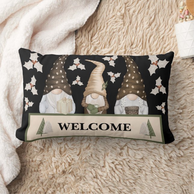 Christmas Winter Gnomes Lumbar Pillow (Blanket)