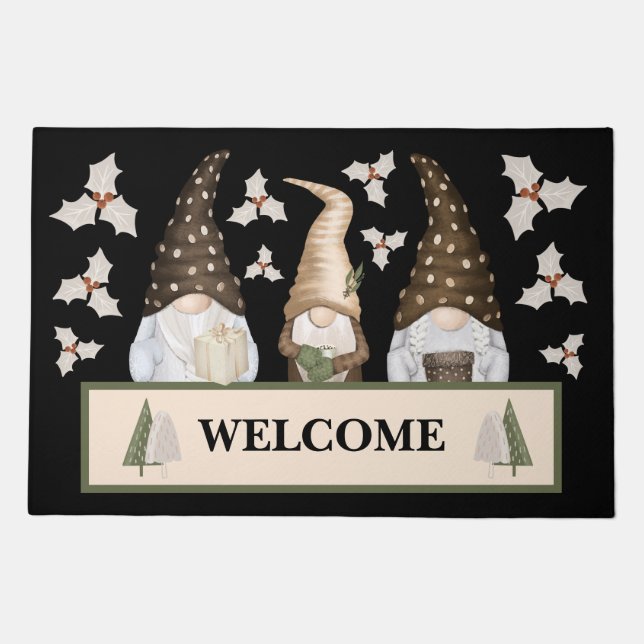 Christmas Winter Gnomes Welcome Doormat (Front)