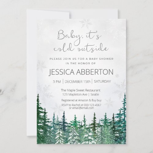 Christmas Winter Greenery baby shower Invitation