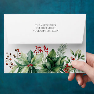 Christmas Winter Greenery Holiday Envelope