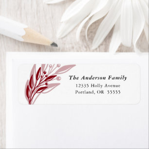 Christmas Winter Greenery Red Return Address Label