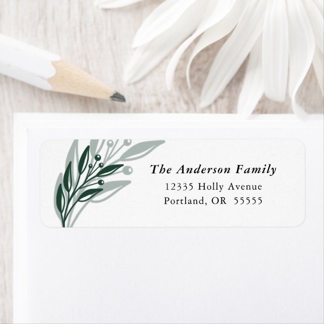 Christmas Winter Greenery Return Address Label (Insitu)