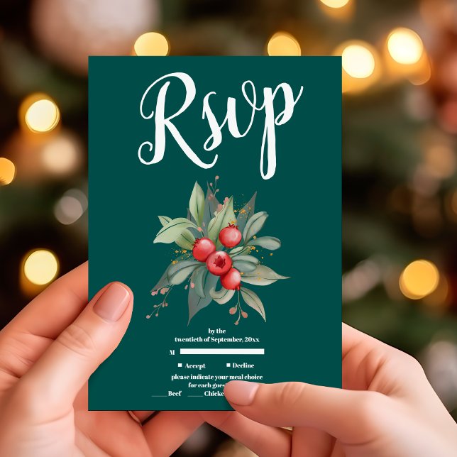 Christmas Winter Greenery Wedding RSVP Card (Creator Uploaded)