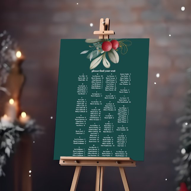 Christmas Winter Greenery Wedding Seating Chart Foam Board (Creator Uploaded)