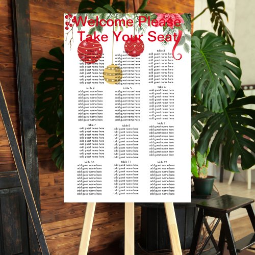 Christmas winter hanging ornaments Seating Chart Foam Board